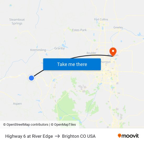 Highway 6 at River Edge to Brighton CO USA map
