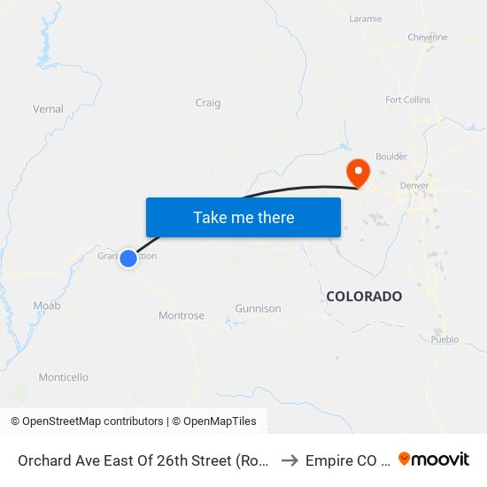 Orchard Ave East Of 26th Street (Rocket Park) to Empire CO USA map