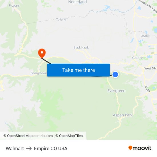 Walmart to Empire CO USA map