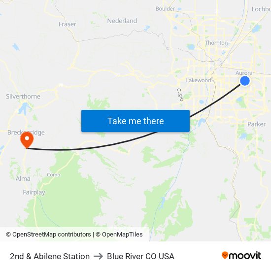 2nd & Abilene Station to Blue River CO USA map