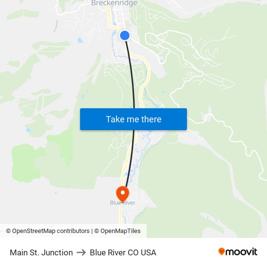 Main St. Junction to Blue River CO USA map