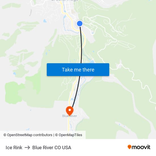 Ice Rink to Blue River CO USA map