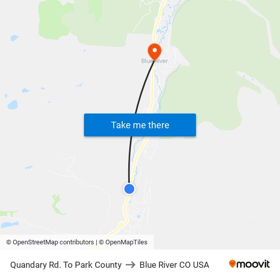 Quandary Rd. To Park County to Blue River CO USA map