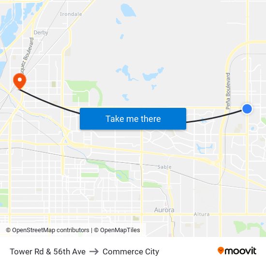 Tower Rd & 56th Ave to Commerce City map