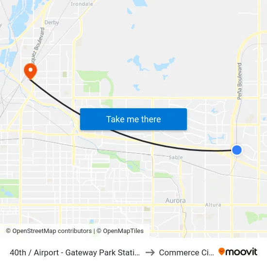 40th  / Airport - Gateway Park Station to Commerce City map