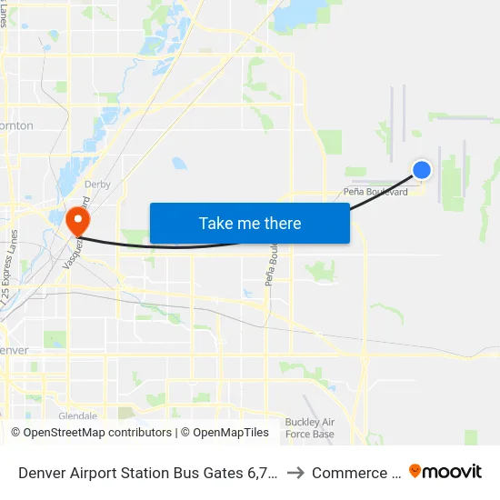 Denver Airport Station Bus Gates 6,7,8,9 & 10 to Commerce City map