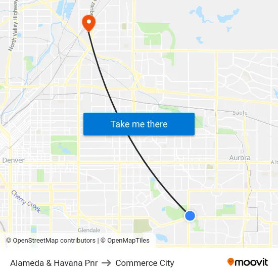 Alameda & Havana Pnr to Commerce City map