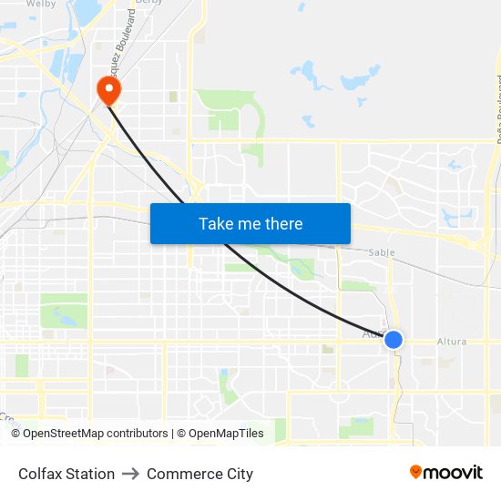 Colfax Station to Commerce City map