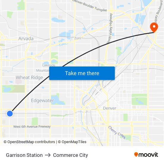 Garrison Station to Commerce City map