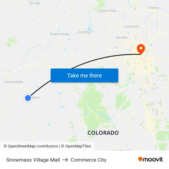 Snowmass Village Mall to Commerce City map