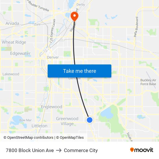 7800 Block Union Ave to Commerce City map