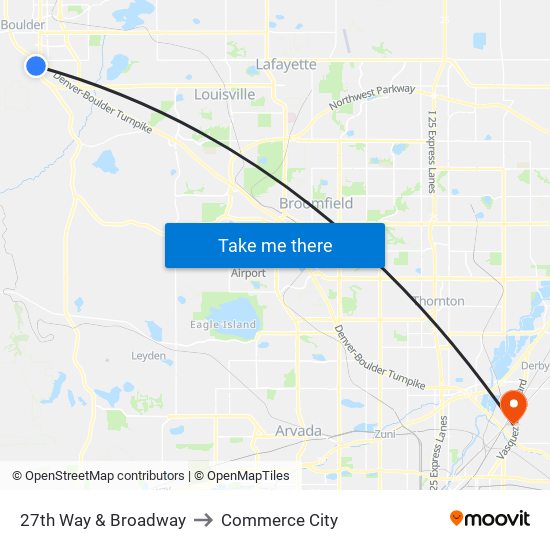27th Way & Broadway to Commerce City map