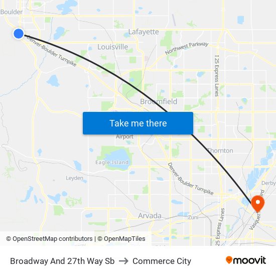 Broadway And 27th Way Sb to Commerce City map