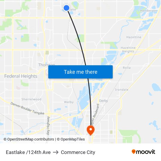 Eastlake /124th Ave to Commerce City map
