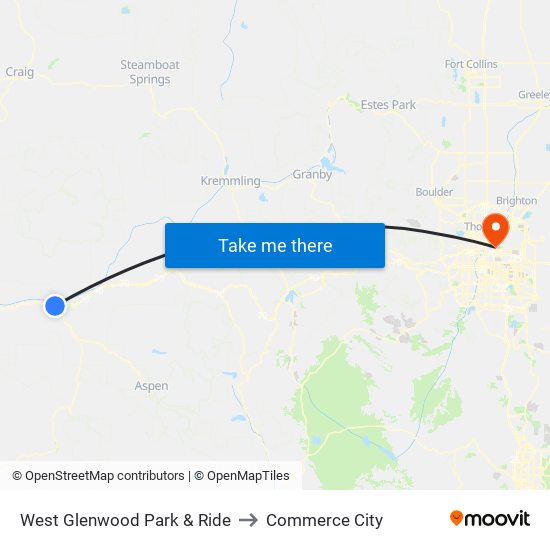 West Glenwood Park & Ride to Commerce City map