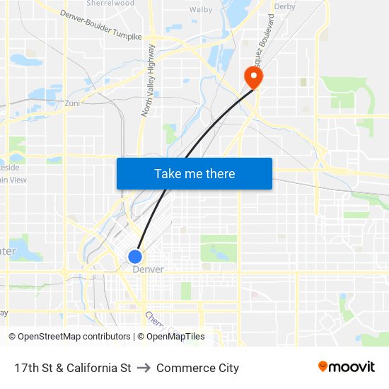 17th St & California St to Commerce City map