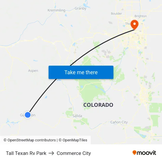 Tall Texan Rv Park to Commerce City map