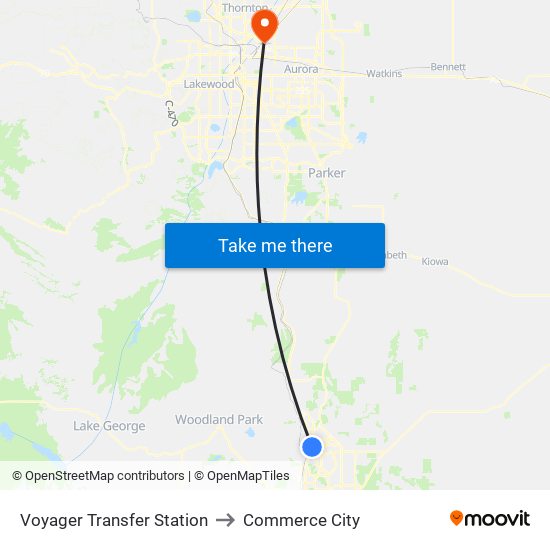 Voyager Transfer Station to Commerce City map