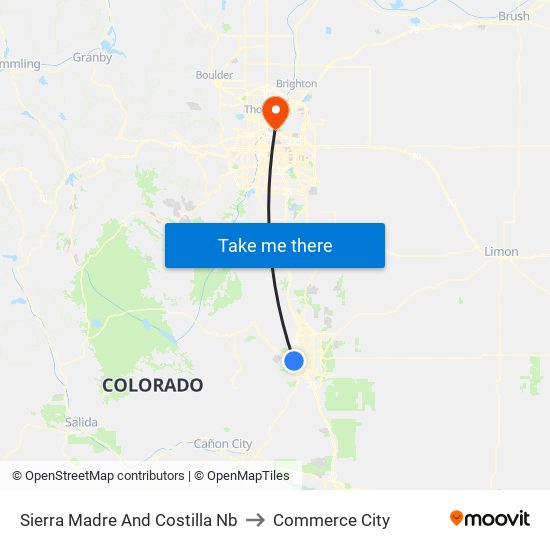 Sierra Madre And Costilla Nb to Commerce City map