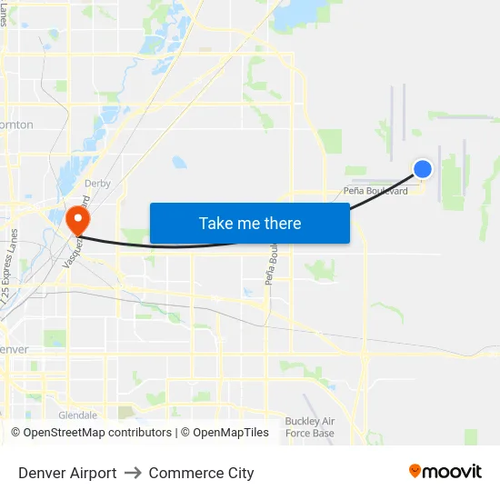 Denver Airport to Commerce City map