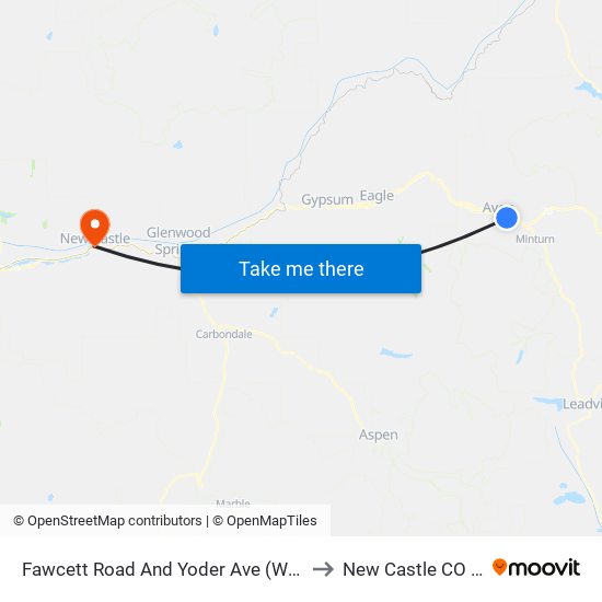 Fawcett Road And Yoder Ave (Walmart) to New Castle CO USA map