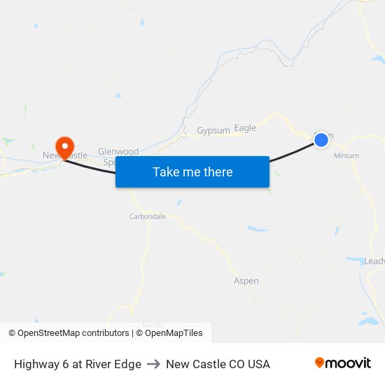 Highway 6 at River Edge to New Castle CO USA map