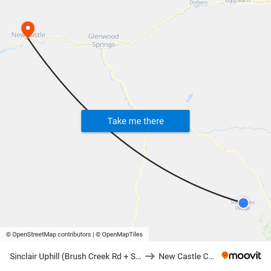 Sinclair Uphill (Brush Creek Rd + Sinclair Rd) to New Castle CO USA map