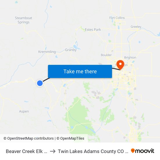 Beaver Creek Elk Lot to Twin Lakes Adams County CO USA map
