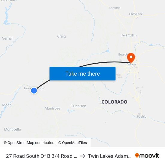 27 Road South Of B 3/4 Road (Orchard Mesa Maverick) to Twin Lakes Adams County CO USA map