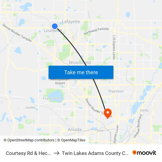 Courtesy Rd & Hecla Dr to Twin Lakes Adams County CO USA map