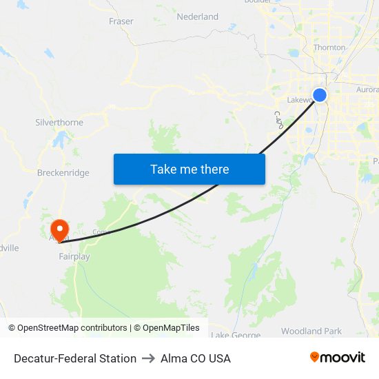 Decatur-Federal Station to Alma CO USA map