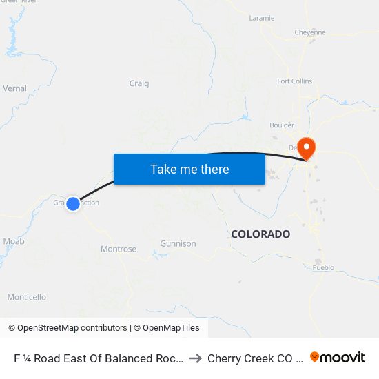 F ¼ Road East Of Balanced Rock Way to Cherry Creek CO USA map