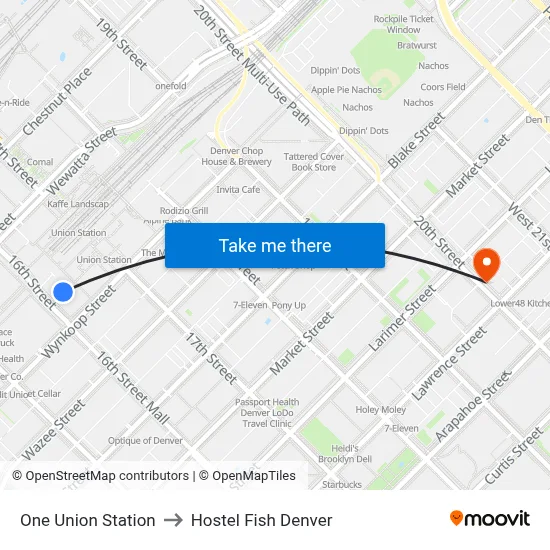 One Union Station to Hostel Fish Denver map