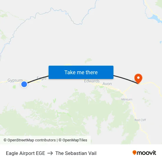 Eagle Airport EGE to The Sebastian Vail map