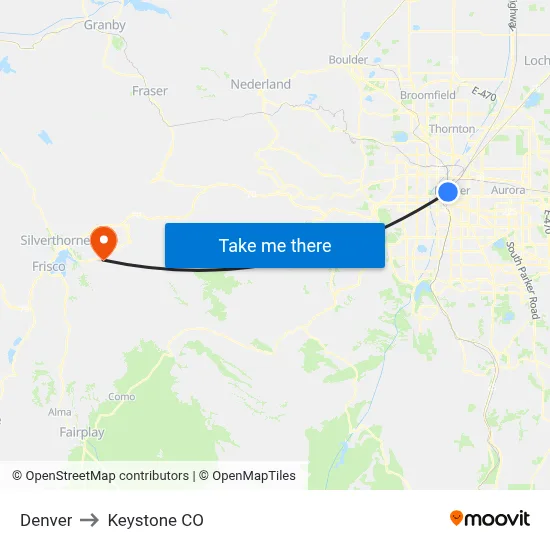 Denver to Keystone CO map