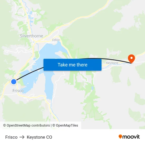 Frisco to Keystone CO map