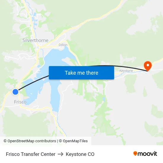 Frisco Transfer Center to Keystone CO map