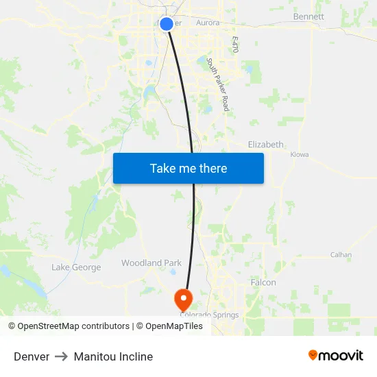 Denver to Manitou Incline map