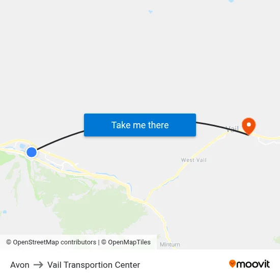 Avon to Vail Transportion Center map