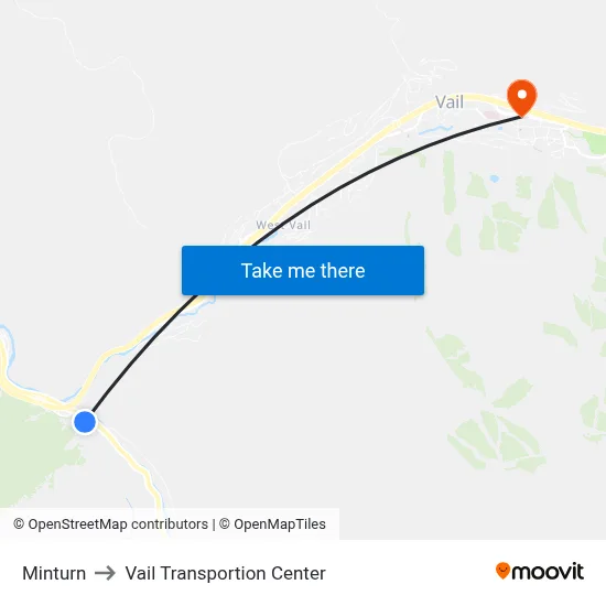 Minturn to Vail Transportion Center map