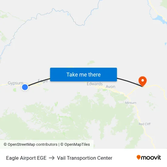 Eagle Airport EGE to Vail Transportion Center map