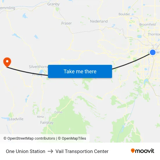One Union Station to Vail Transportion Center map