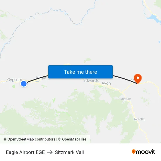 Eagle Airport EGE to Sitzmark Vail map