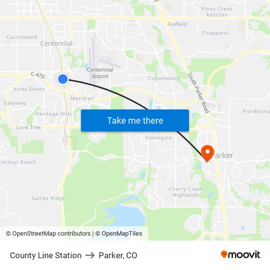 County Line Station to Parker, CO map