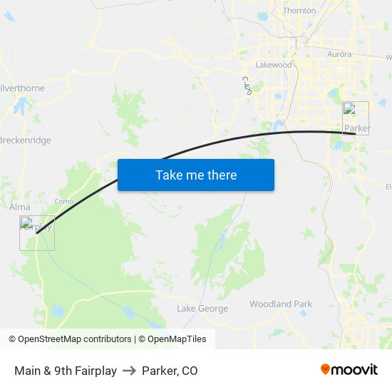 Main & 9th Fairplay to Parker, CO map