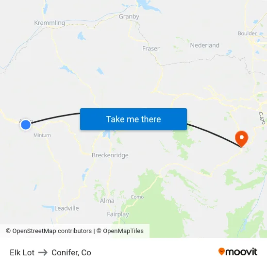 Elk Lot to Conifer, Co map