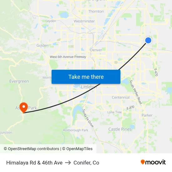 Himalaya Rd & 46th Ave to Conifer, Co map