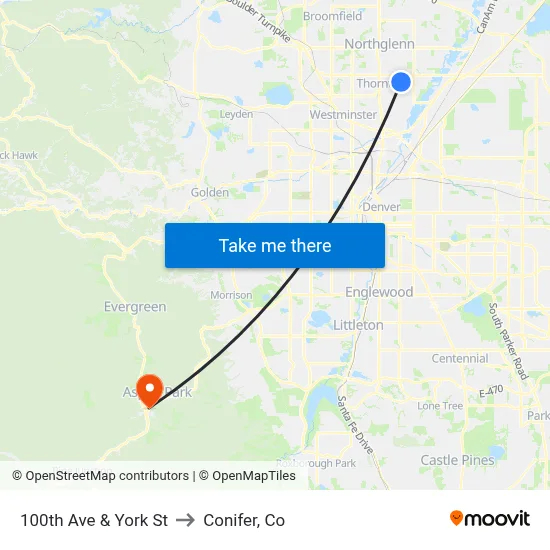 100th Ave & York St to Conifer, Co map