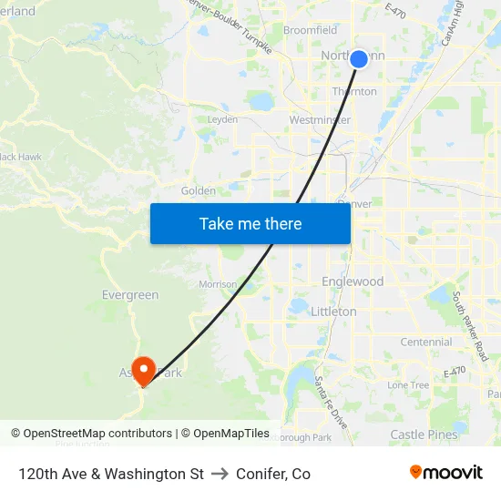 120th Ave & Washington St to Conifer, Co map