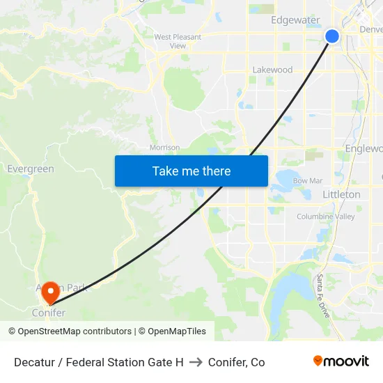 Decatur / Federal Station Gate H to Conifer, Co map
